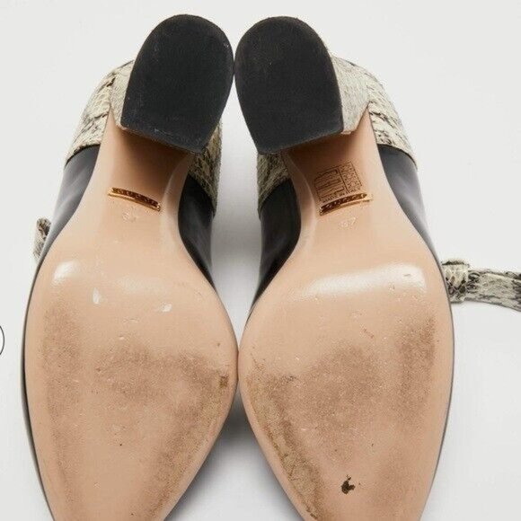 Gucci Tricolor Leather Snakeskin Nimue Mary Jane Pumps Heels. EU 38 (US 8) - Picture 7 of 9